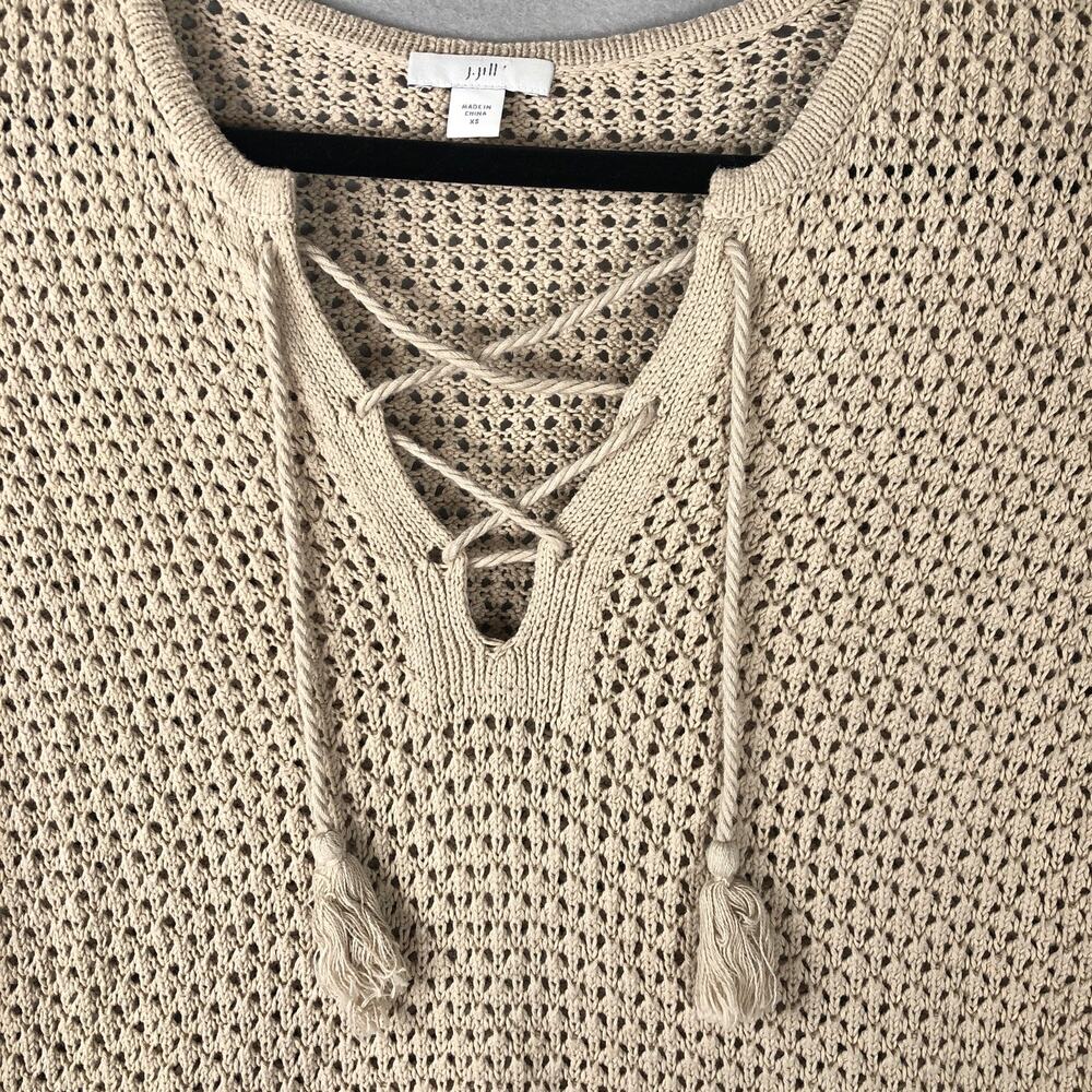 J. Jill Tie Front Sweater Loose Knit Cream Women's XS - Picture 2 of 8